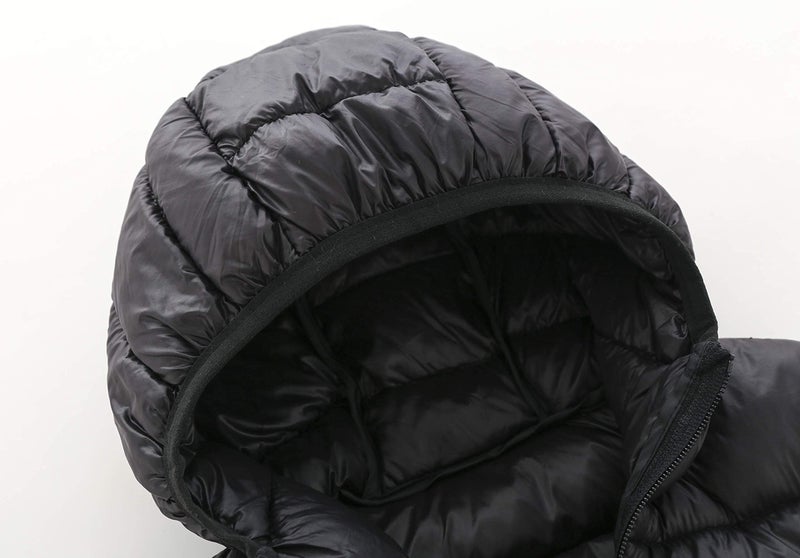 CECORC Winter Coats for Kids with Hoods (Padded) Light Puffer Jacket for Outdoor, Black, XL (12) - Image 5